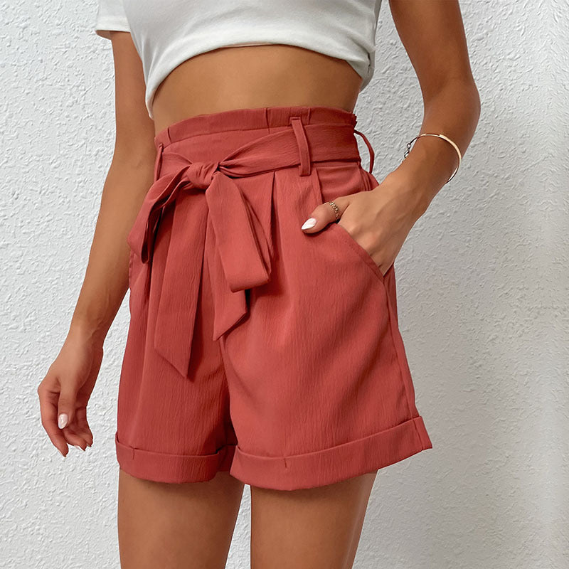 PEOPLETERRITORY New women's clothing popular summer 2025 Popular trade high-waisted shorts lace-up commuter casual wide-leg pants wholesale