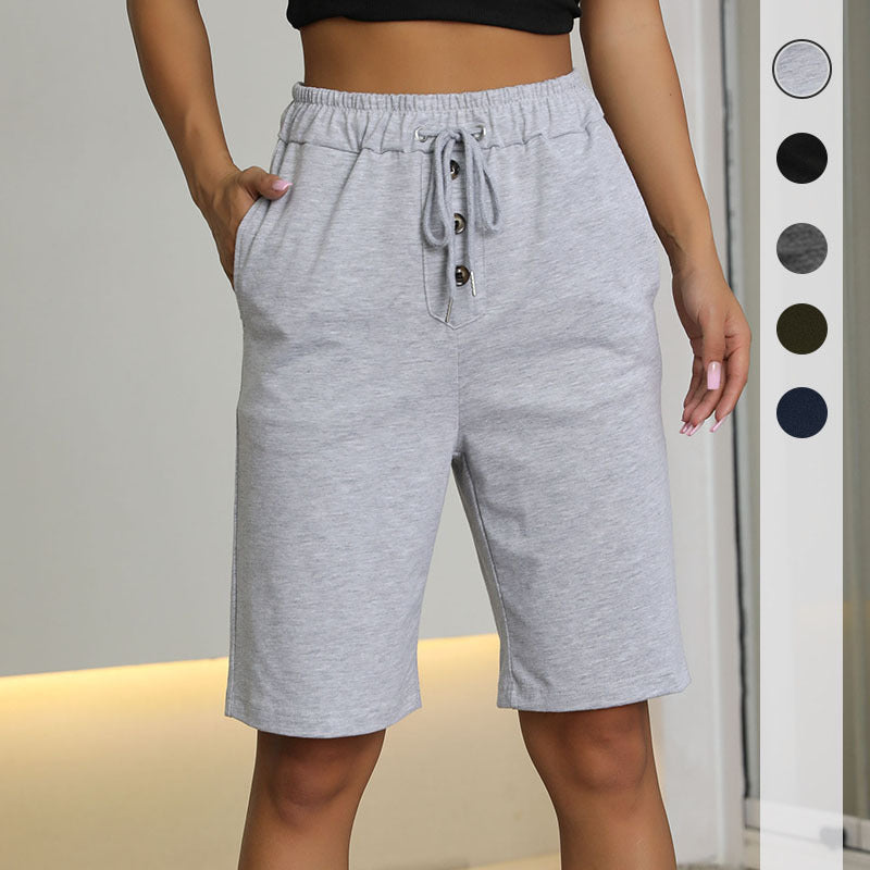 PEOPLETERRITORY New Popular trade sweatpants summer new 2025 casual sports pants elastic drawstring five-point pants women