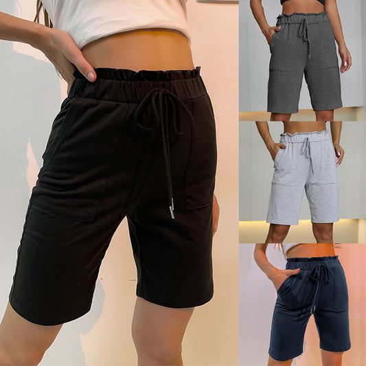 PEOPLETERRITORY New women's clothing 2023 summer new elastic drawstring casual five-point pants women's Popular trade sports shorts