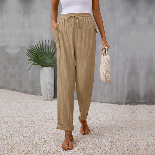 PEOPLETERRITORY 2025 trade elastic pants New autumn new 2025  pleated casual pants trousers