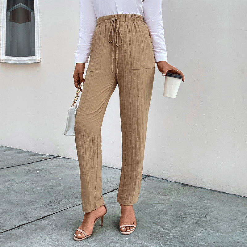 PEOPLETERRITORY 2025 women's clothing new high-waisted trousers casual pants  autumn casual women's pleated women's pants