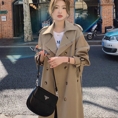 Territory frat outfits Trench Coat for Women 2024 New Spring and Autumn Mid-Length Korean Style British Style Khaki Early Autumn Coat