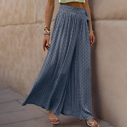 PEOPLETERRITORY Spring and summer new loose wide-leg pants Popular and 2025 popular popular women's clothing temu lace-up high-waisted casual trousers women