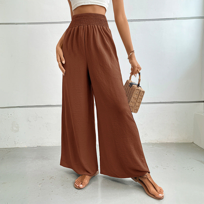 PEOPLETERRITORY New Wholesale 2025 Hot Trade Women's Clothing New Summer New Solid Color  Flared Wide Leg Pants