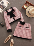 Territory autumn winter Small Fragrance Tweed Two Piece Set Women Short Jacket Coat + Skirt Suits Korean 2 Piece Sets Women Outfit