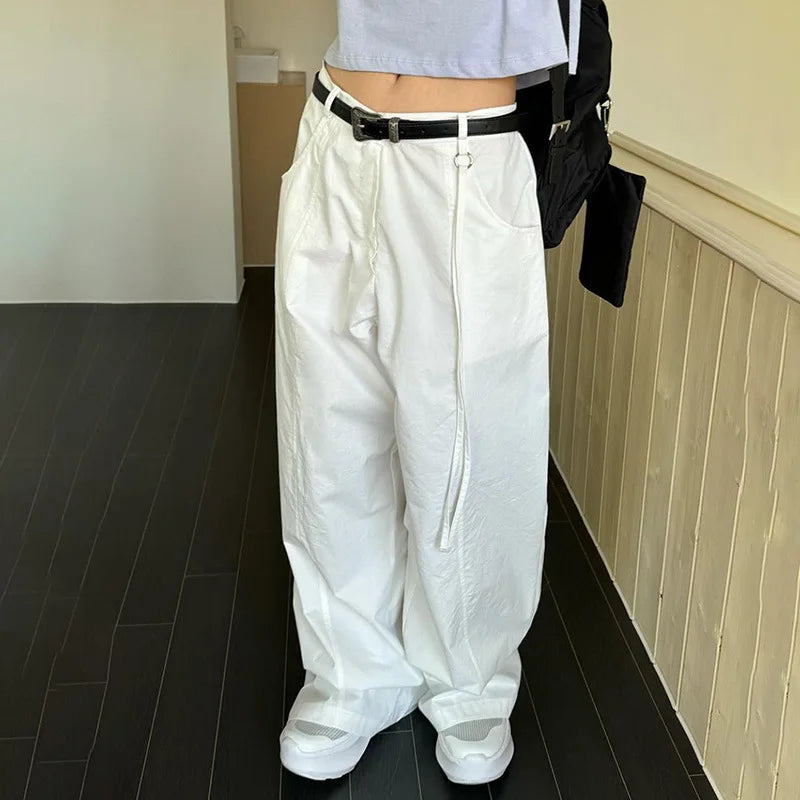 Territory Low Waist Wide Leg Trousers Oversized Sweatpant Women Casual Korean Fashion Baggy Pants Y2k Streetwear Cargo Pant