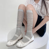 Territory Black Silver Thin Breathable Thigh High Socks Stockings Women Long Socks Stockings School Girls Knee High Sock JK Japanese Style