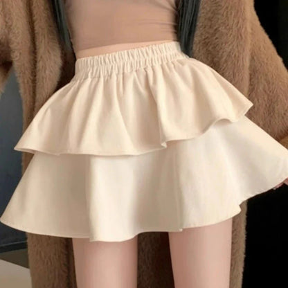 Territory Pleated Corduroy A-line Skirt Pink Women Ruffles Sweet Elastic Elastic Waist Mini Skirts Gothic Slim Tutu Skirt Hotsweet Faldas