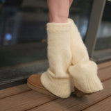 Territory New Japanese Wool Leg Warmers Cashmere Winter Warm Plush Knitted Boots Cover Socks Korea Women Leg Socks Y2K Lolita Accessories