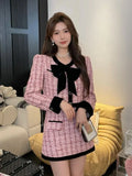 Territory autumn winter Small Fragrance Tweed Two Piece Set Women Short Jacket Coat + Skirt Suits Korean 2 Piece Sets Women Outfit