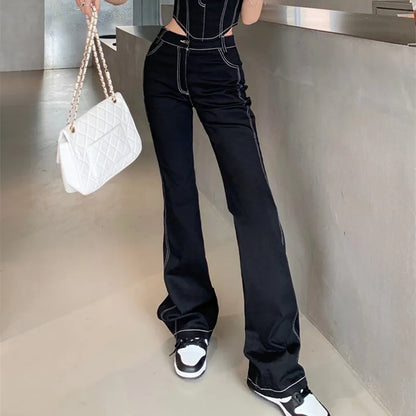 Territory 2024 Spring Flare Jeans For Women Line Denim Straight Pants Jeans Full Length Female Trousers Jean Sleeveless Sexy Vest 4530