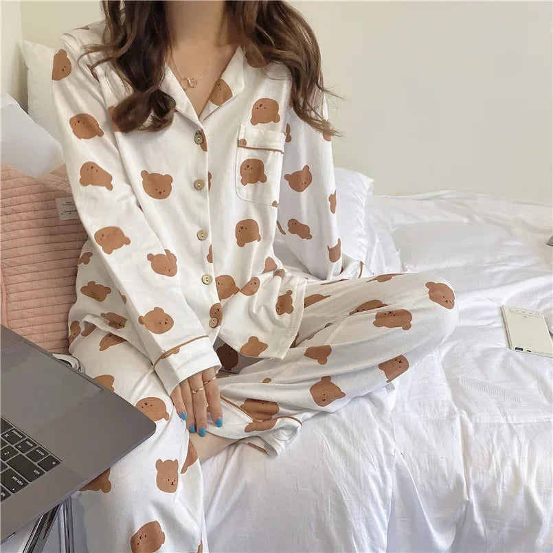 Territory Pajamas Set Spring New Arrivals Loose Lovely Sleepwear Soft Comfort Kawaii Homewear Leisure Couple Two Piece Sets