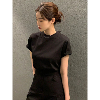 Territory Elegant T Shirts Women Korean Tie Bow Bandage Hollow Out Tops Office Lady Summer Fashion Short Sleeve Lace Up Casual Tees