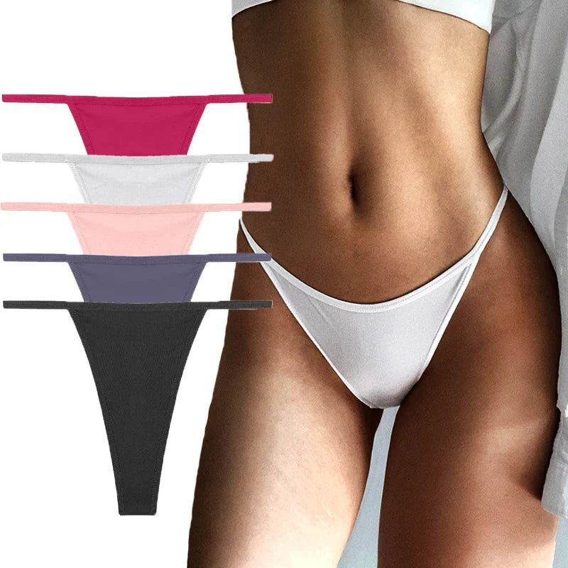 Territory 5PCS/Set Sexy Thong For Women Seamless Women's Panties Solid Color Low Waist Breathable Sexy Underwear Women Lingerie M-XL