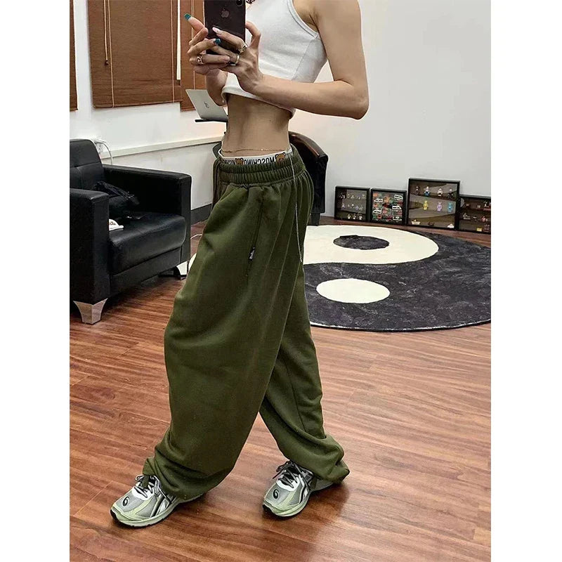 Territory Oversized Sweatpants Women Streetwear High Waist Wide Leg Pants Harajuku Black Baggy Joggers Korean Casual Sports Trousers