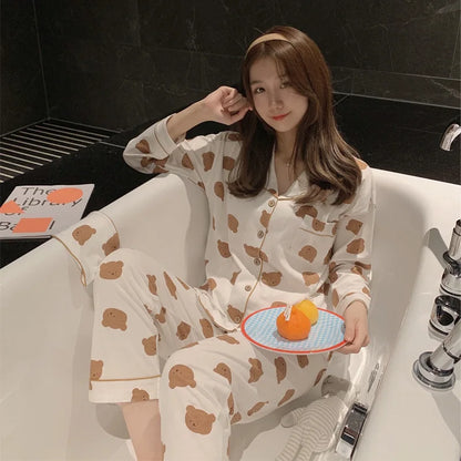 Territory Pajamas Set Spring New Arrivals Loose Lovely Sleepwear Soft Comfort Kawaii Homewear Leisure Couple Two Piece Sets