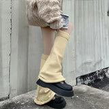 Territory New Gothic Knitted Leg Warmers Y2k Color Blocking Jk Lolita Pile Calf Sock Harajuku Socks Wide-leg Horn Leg Cover JK Accessories