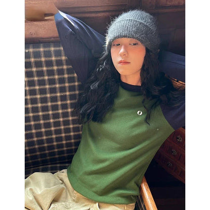 Territory Japanese 2000s Y2k Green Sweatshirts Women Vintage Long Sleeve Harajuku Round Neck Pullover Casual Korean Fashion Tops