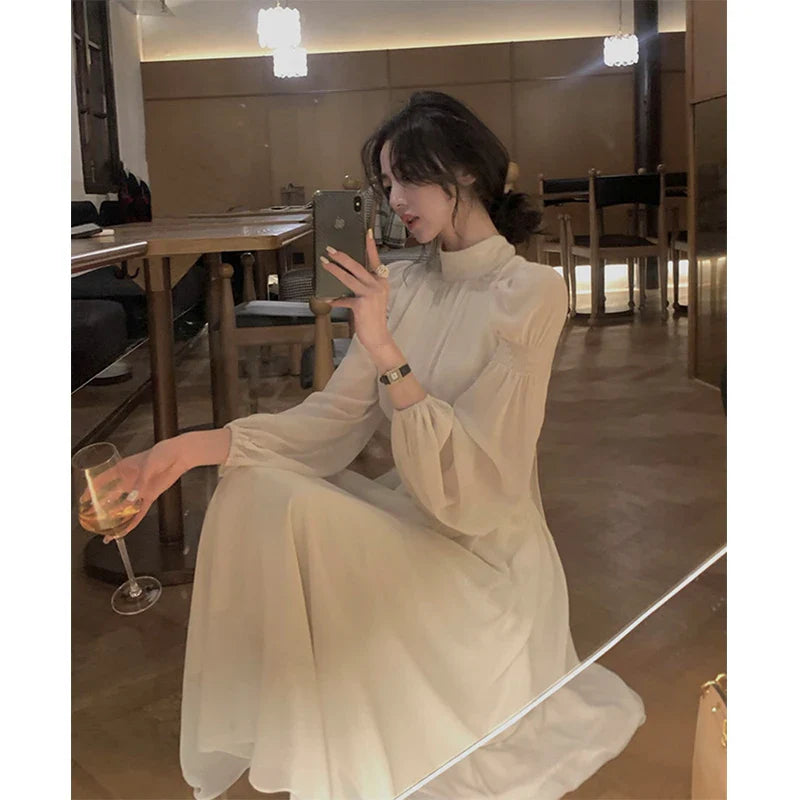 Territory Elegant Midi Dress Women Fairy Bandage A Line Dresses Party Prom Korean Fashion Lantern Sleeve Bodycon Chic Vestidos New