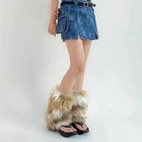 Territory Punk Imitation Fur Leg Warmers Winter Retro Modern Hot Girl Leg Cover Y2k Faux Fur Boots Socks Plush Socks Y2k Furry Socks