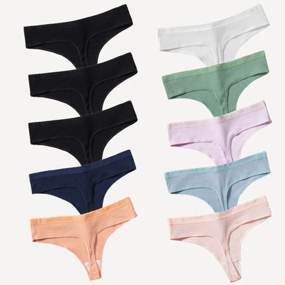 Territory 10PCS/Set Striped Women's Panties Breathable Underwear Cotton Female Thongs Sexy Lingerie Soft Cozy G-Strings Sports Tanges