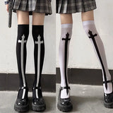 Territory Cross Stockings Cosplay Black Women Punk Harajuku Dark Gothic Y2K Festival Party Hosiery Long Socks Knee Lolita Girls High Socks