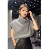 Territory Autumn Grunge Loose Knitted Women's Tanks Casual All Match Sleeveless Pullovers Y2k Aesthetic Harajuku Streetwear Sweater Vest