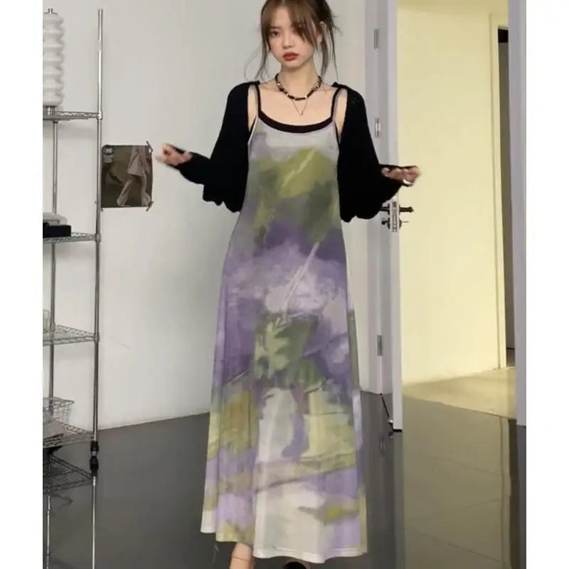 Territory Elegant Mesh Long Dress Women Sexy Y2k Sweet Vacation Pinterest Dresses 2 Piece Set A-line Summer Casual Fashion Dress