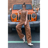 Territory Denim Overalls Women Streetwear Casual Jumpsuits Vintage Korean Wide Leg Suspender Pants Loose Straight Jeans Trousers New