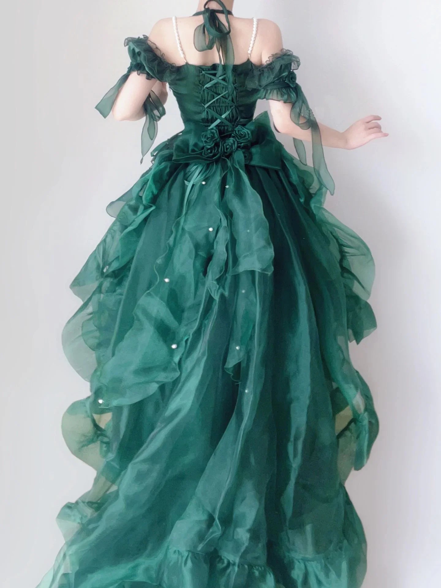 Territory Green Flower Wedding Dress Cos Lolita Dress Op Dress Lolita Heavy Industry Trail Puffy Princess Dress Lolita