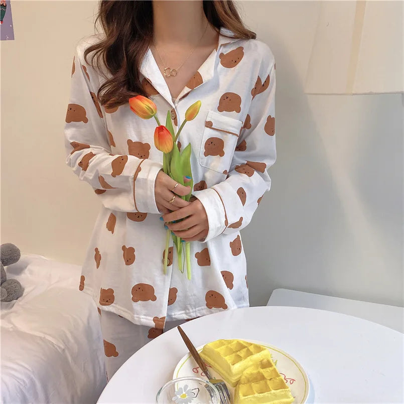 Territory Pajamas Set Spring New Arrivals Loose Lovely Sleepwear Soft Comfort Kawaii Homewear Leisure Couple Two Piece Sets