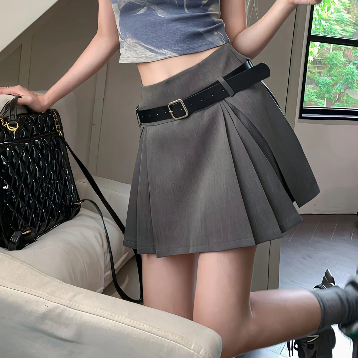 Territory American Retro Style High Waist Solid Color Pleated Skirts Y2k Summer Black Tennis Japanese Harajuku Korean Mini Skirt Short