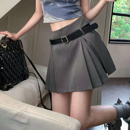 Territory American Retro Style High Waist Solid Color Pleated Skirts Y2k Summer Black Tennis Japanese Harajuku Korean Mini Skirt Short