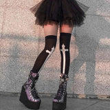 Territory Cross Stockings Cosplay Black Women Punk Harajuku Dark Gothic Y2K Festival Party Hosiery Long Socks Knee Lolita Girls High Socks