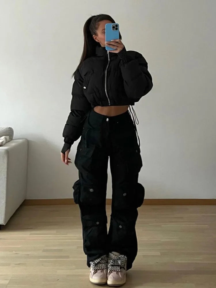 Territory Multiple Pockets Cargo Pants For Women Loose High Waist Fashion Sweatpants Women's Baggy Streetwear Pant Woman Trousers