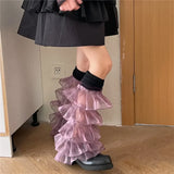 Territory Japanese Sexy Women Over The Knee Leg Cover Lace Ruffles Leg Socks Party Y2K Women Punk Harajuku Leg Warmers JK Accessories