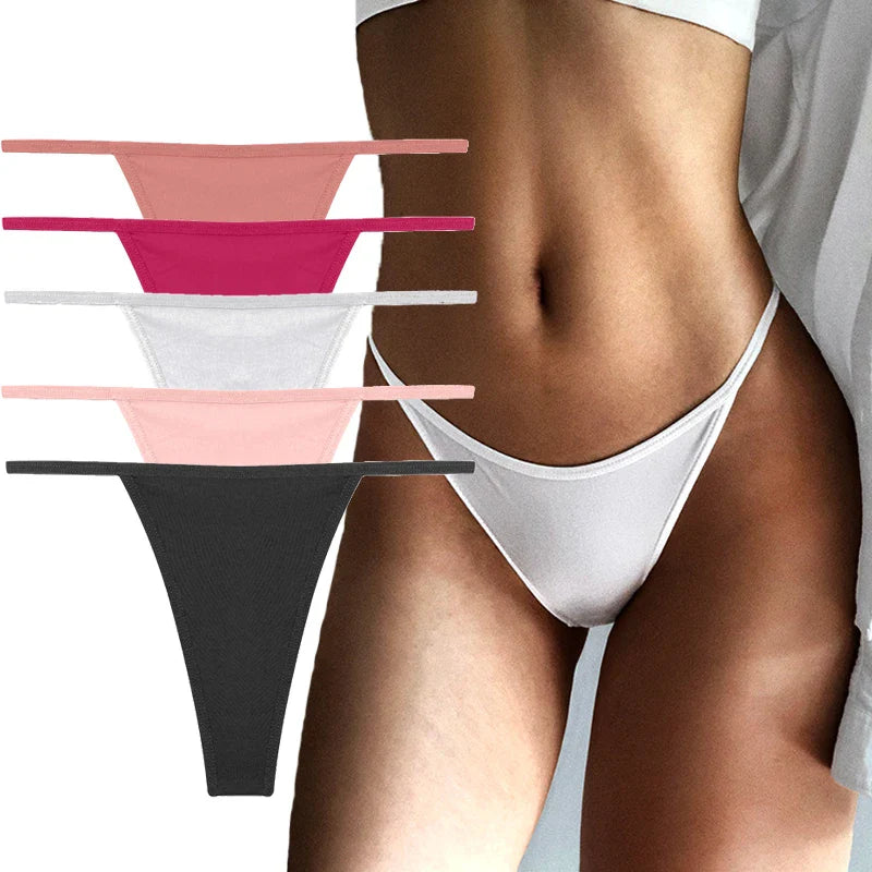 Territory 5PCS/Set Sexy Thong For Women Seamless Women's Panties Solid Color Low Waist Breathable Sexy Underwear Women Lingerie M-XL