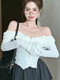 Territory Autumn White Sexy Kawaii Blouse Women Korean Fashion Elegant Party Slim Tops Female Ruffle Flounce Designer Casual Blouse