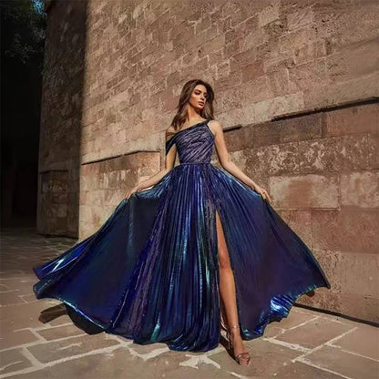 Territory Evening Gowns High Customized Beaded Blue Gowns Fashion Ladies Bling Bling Mermaid Sexy Evening Luxury Party Dresses