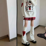 Territory Legwarmers Skeleton Japanese Jk Knitted Leg Warmer Red Heart Lolita Stockings Punk Harajuku Long Cable Knit Socks Flared Socks