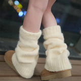 Territory New Japanese Wool Leg Warmers Cashmere Winter Warm Plush Knitted Boots Cover Socks Korea Women Leg Socks Y2K Lolita Accessories