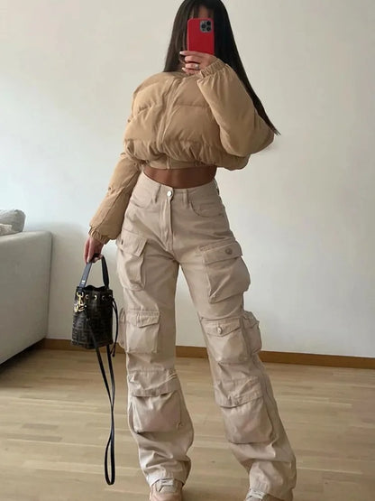 Territory Multiple Pockets Cargo Pants For Women Loose High Waist Fashion Sweatpants Women's Baggy Streetwear Pant Woman Trousers