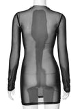 Territory Glitter Diamonds Sparkling Women Dress Black Sexy See Through Mesh Evening Dress Spring Skinny Elegant Party Clubwear