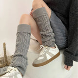 Territory Japanese Women Knitted Leg Warmers Vintage Winter Warm Thickened Calf Socks Cashmere Y2K Harajuku JK Mid Tube Socks Leg Covers