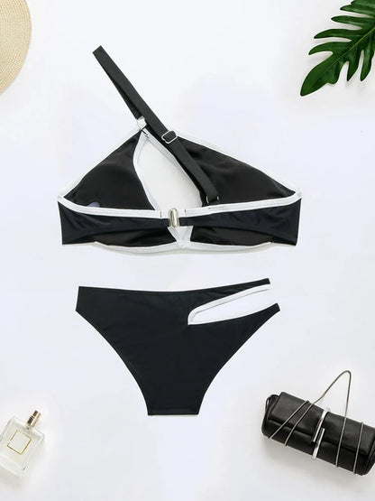 Territory Sexy Black Bikini Swimsuit Women Hollow Out Push Up Bikini Set Female Swimwear Monokini Bathing Suit Summer Beach Wear