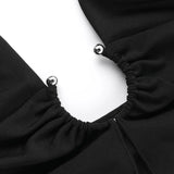 Territory Metal Ring Hollow Out Lace Up Halter Tops For Women 2024 Summer Sexy Crop Top Streetwear Tanks & Camis Clubwear