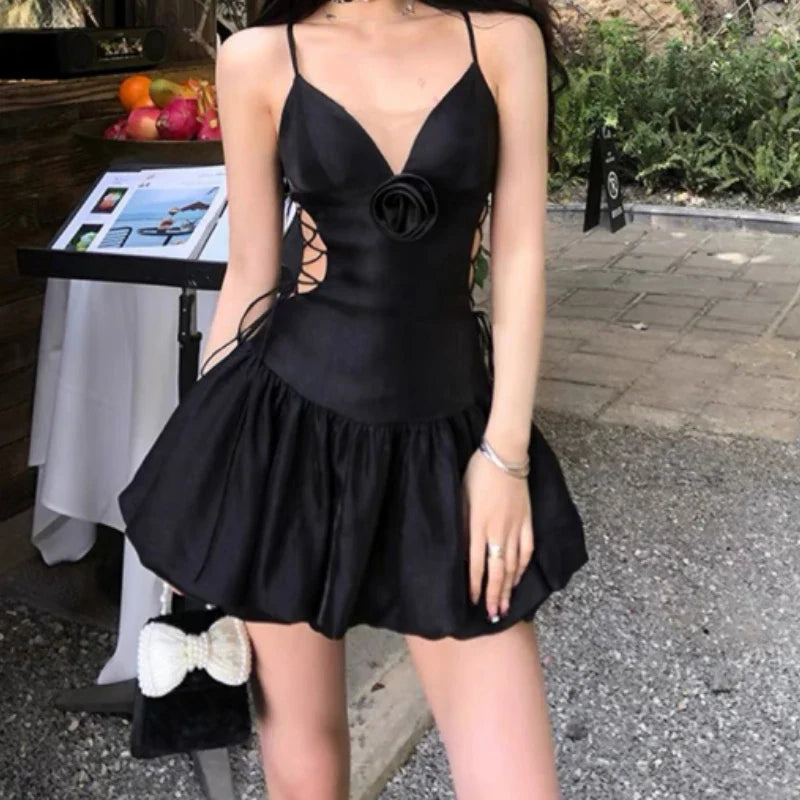 Territory Red Sexy Elegant Dresses Women Black Coquette Aesthetic One Piece Bodycone Mini Sleeveless Short Dress Y2k Sweet Dress