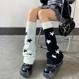 Territory AB Star Knitted Leg Warmers Y2K Gothic Harajuku Women Japanese Socks Hot Girl Accessories High Tube Calf Socks Boots Cover Socks