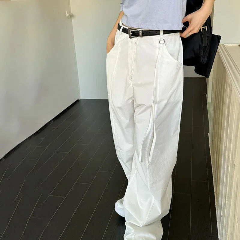 Territory Low Waist Wide Leg Trousers Oversized Sweatpant Women Casual Korean Fashion Baggy Pants Y2k Streetwear Cargo Pant