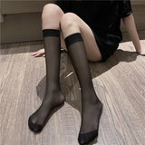 Territory Black Calf Women's Silk Stockings Summer Thin Transparent Anti Hook Thread Cute Sox Calf Socks Breathable Shaping Slimming